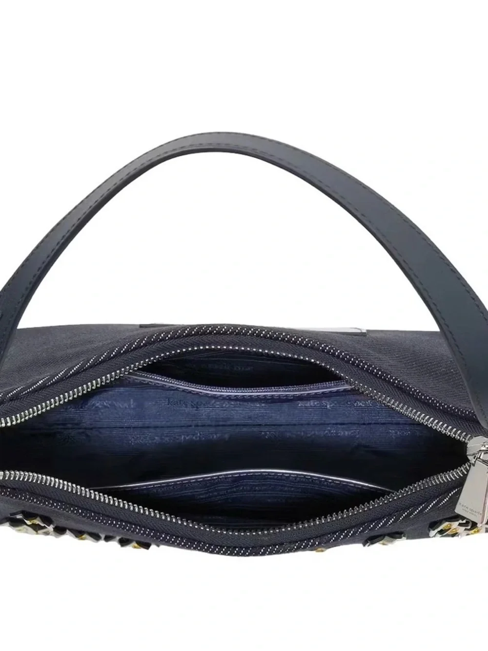 Kate Spade Sam Icon Floral Embellished Denim Shoulder Bag